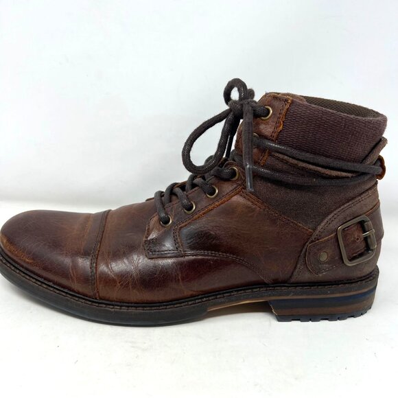 Aldo Mens Brown Leather Lace Up Boot Buckle Accent Wrap Size 11 - Picture 6 of 11